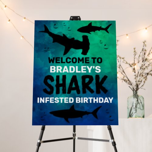 Shark Infested Any Age Birthday Party Welcome Sign