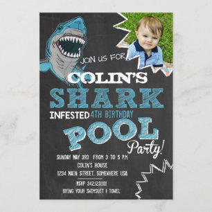 SHARK INFESTED Birthday Party Invitation
