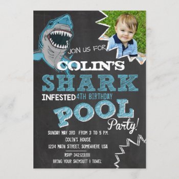 Shark Infested Birthday Party Invitation by AshPartyInspiration at Zazzle