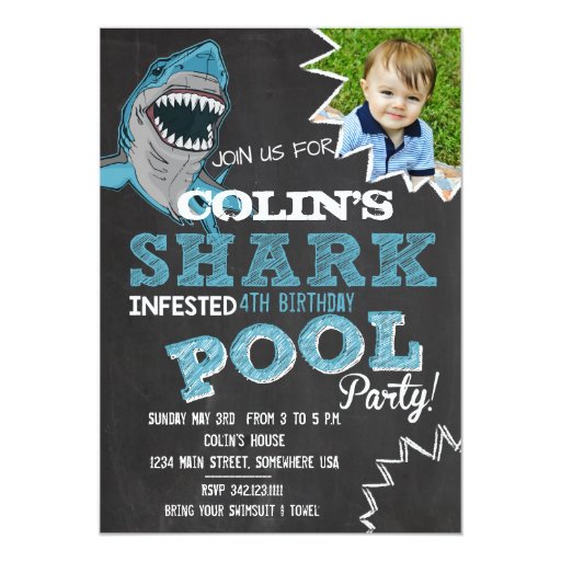 Shark Photo Birthday Invitations 2