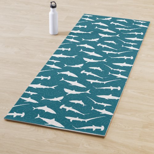 Shark Infested Waters Cool Ocean Print Yoga Mat