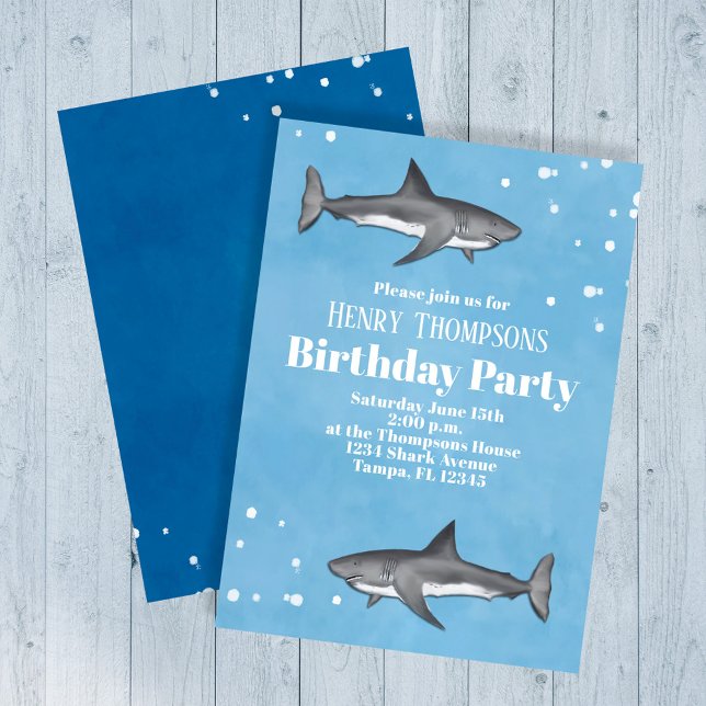 shark invitation (Sharks birthday party custom invitations. )