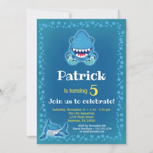 Shark Invitation Boys Birthday Party Aquarium
