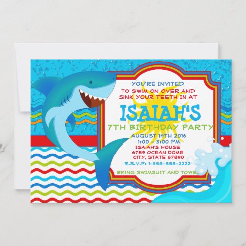 Shark Invitation  Pool Party Invitation _ Water