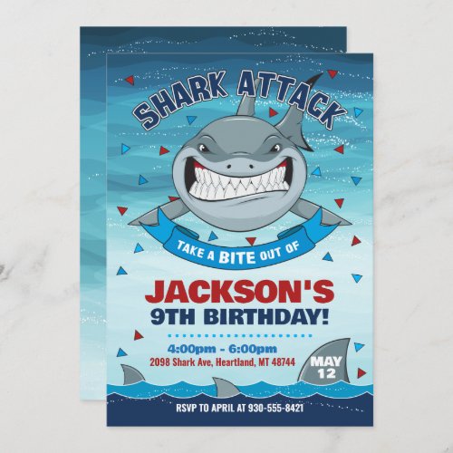 Shark Invitation Shark Birthday Invitation
