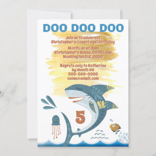 Shark jumping tattoo fins DIY age jellyfish sea In Invitation
