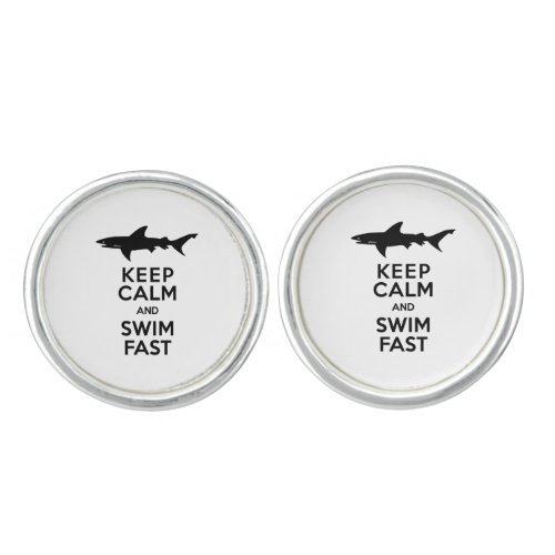 Shark _ Keep Calm and Swim Fast Cufflinks
