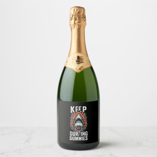 Shark Keep Surfing Dummies Sparkling Wine Label