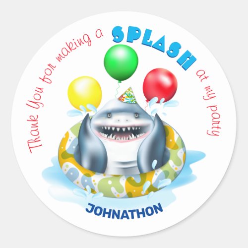 Shark Kids Birthday Classic Round Sticker