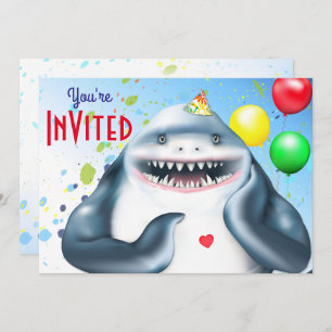 Shark Kids Birthday Invitation