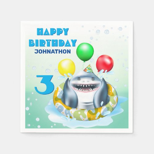 Shark Kids Birthday Napkins