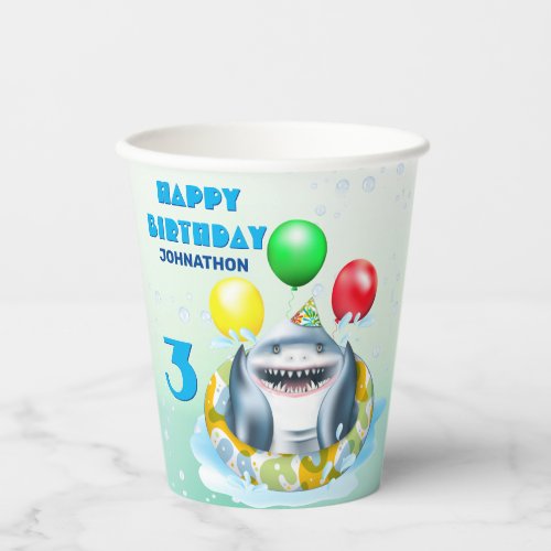 Shark Kids Birthday Paper Cups