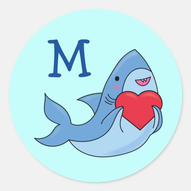 Shark Kids Cute Classic Round Sticker (Front)