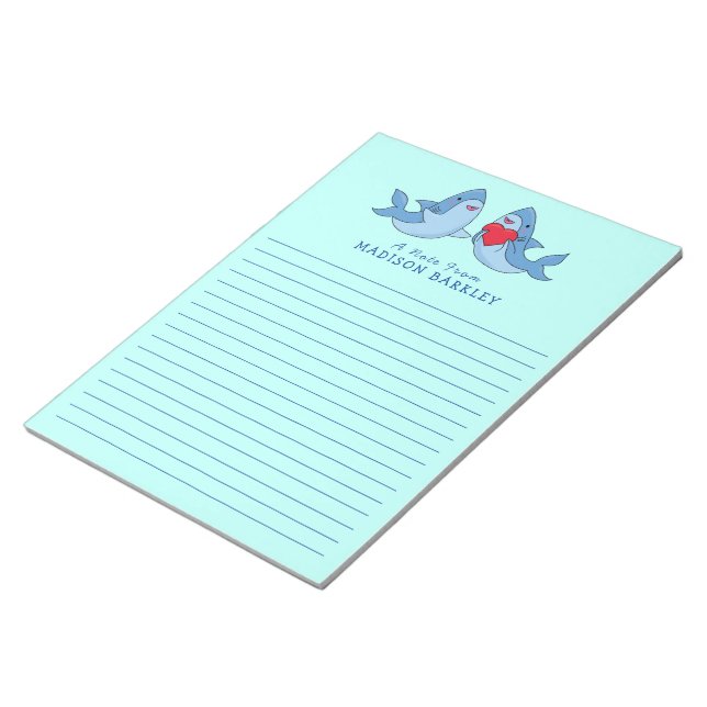 Shark Kid's Cute Kawaii Stationary Notepad (Angled)
