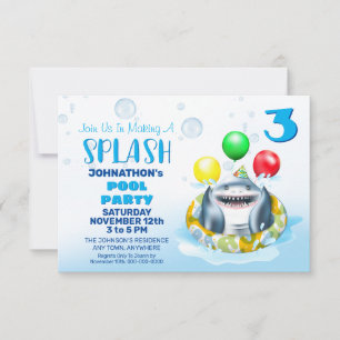 Shark Kids Pool Party Invitation
