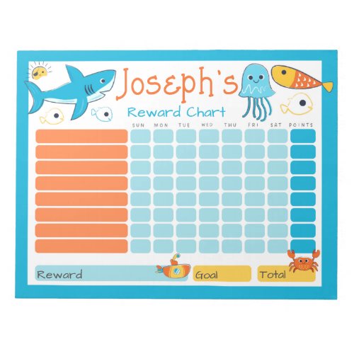  Shark Kids Reward Chart for Daily Routine Chores Notepad