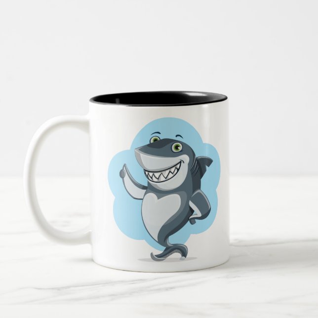 Shark Laughing Two-Tone Coffee Mug (Left)