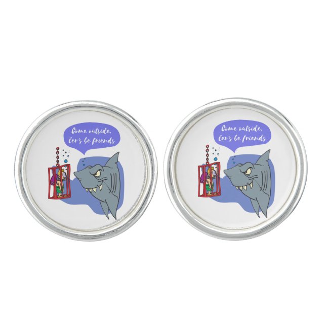 shark, let's be friends cufflinks (Front)