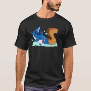 Shark Letter S Alphabet Animals For Boys Girls T-Shirt