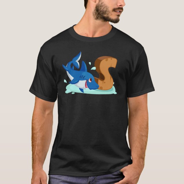 Shark Letter S Alphabet Animals For Boys Girls T-Shirt (Front)