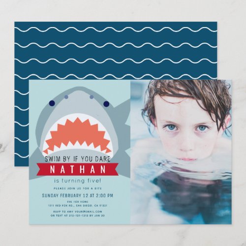 Shark Light Blue Pool Photo Boy Birthday