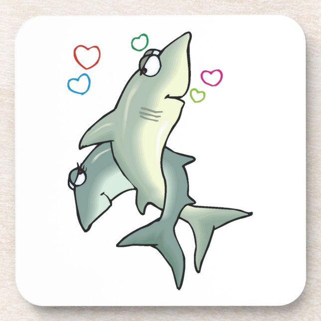 Shark Love Beverage Coaster (Front)