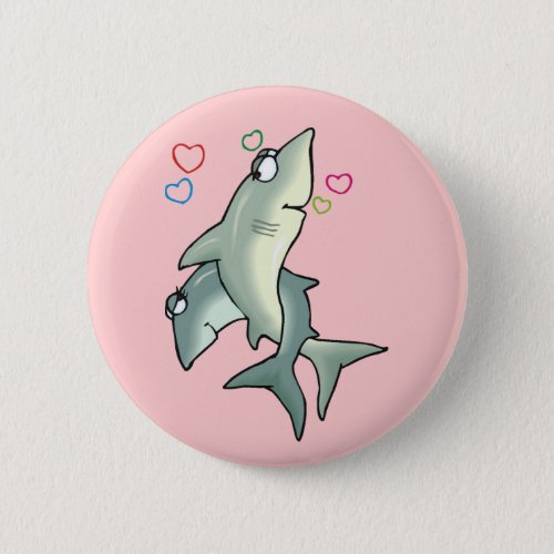 Shark Love pink Button