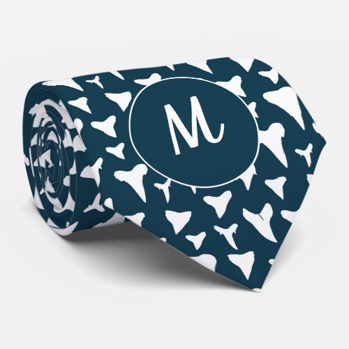 Shark Lover and Marine Biologist Monogram Teeth Neck Tie