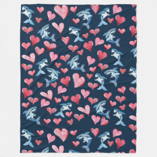 Shark Lover Card Fleece Blanket