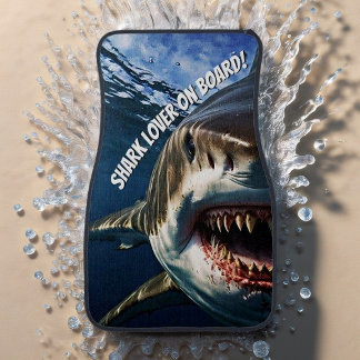 Shark Lover On Board - Shark Face with Custom Text Car Floor Mat