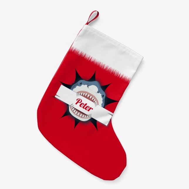 Shark Lover Personalized Small Christmas Stocking (Front (Hanging))