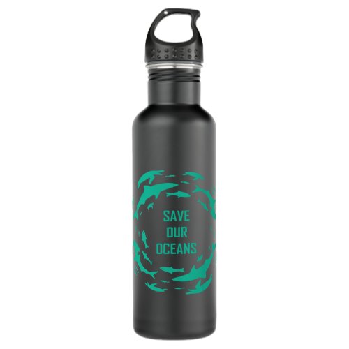 Shark Lover Save Our Oceans Scuba Diver Stainless Steel Water Bottle