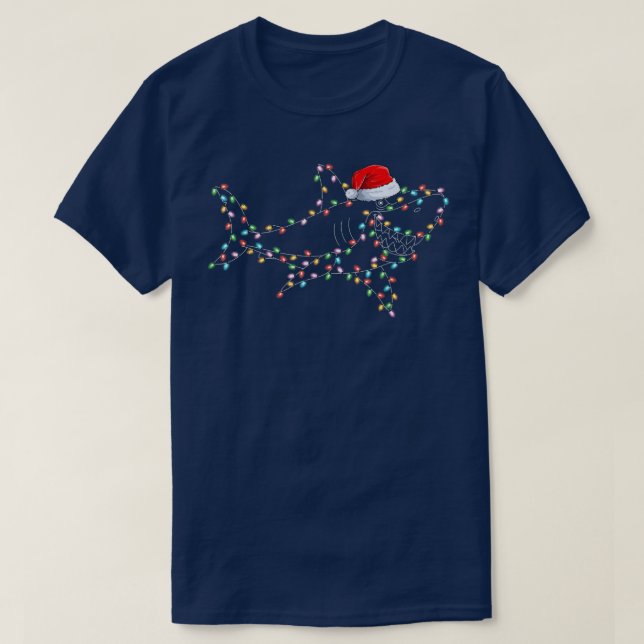 Shark Lover Xmas Lights Santa Hat Shark Christmas  T-Shirt (Design Front)