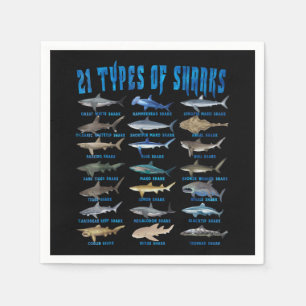 Shark Lovers 21 Types Of Sharks Ocean Animal Napkins