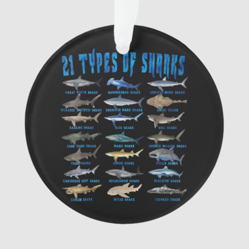 Shark Lovers 21 Types Of Sharks Ocean Animal Ornament