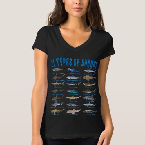 shark lovers  21 types of sharks ocean animal T_Shirt