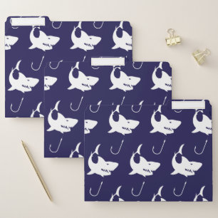 Shark Lovers Nautical Fisherman Fish Hooks File Folder