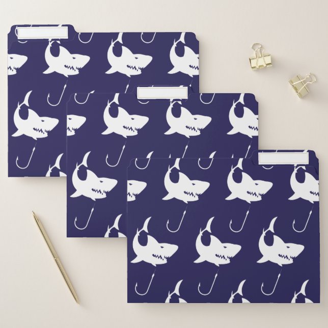 Shark Lovers Nautical Fisherman Fish Hooks File Folder (Set)