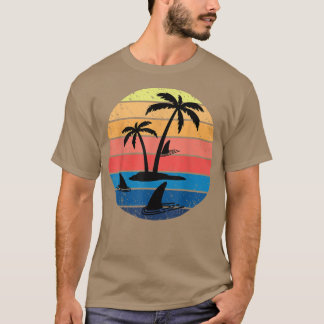 Shark Lovers Palm Tree Island Sharks In Water Shar T-Shirt