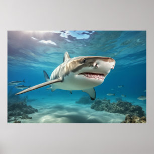 Shark Marine Animal Blue Ocean Deep Sea Poster