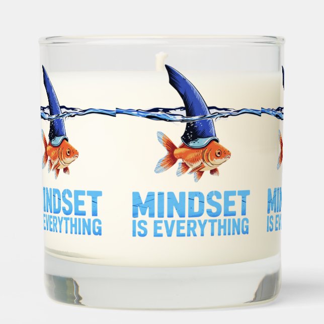 "Shark Mindset Goldfish – Inspirational Motivation Scented Candle (Front)