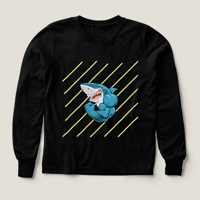 "Shark Mode Sweatshirt – Deep Sea Style with Bite" Tri-Blend Shirts (Design Front)