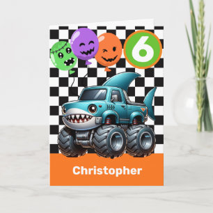 Shark Monster Truck 6th Birthday Halloween Card