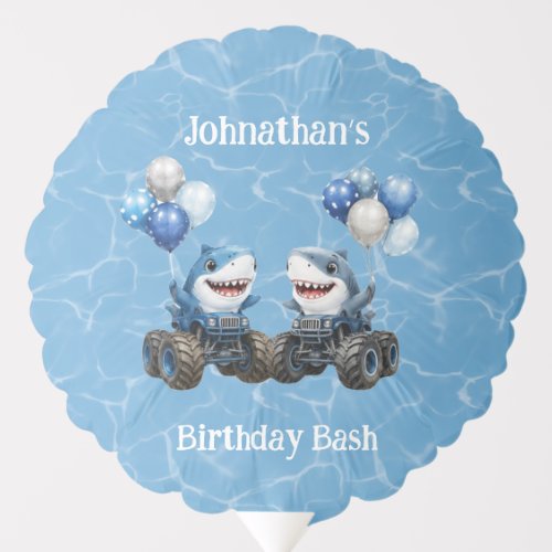 Shark Monster Truck Birthday Bash Balloon