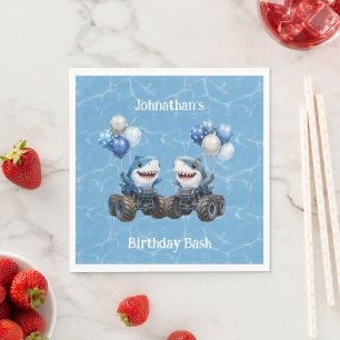 Shark Monster Truck Birthday Bash Napkins