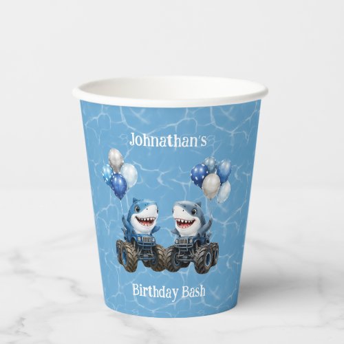 Shark Monster Truck Birthday Bash Paper Cups