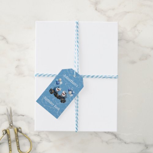 Shark Monster Truck Birthday Bash Thank You Gift Tags