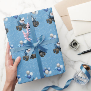 Shark Monster Truck Birthday Bash Wrapping Paper