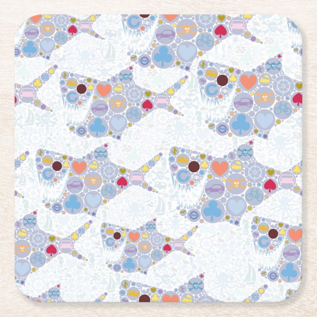 shark mouse mat square paper coaster (Front)