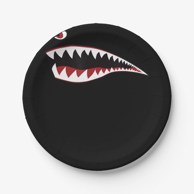 Shark Mouth Art Symbol - Gift For Shark Lover Paper Plates (Front)